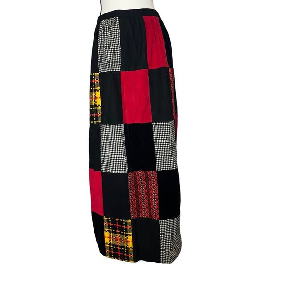 Vintage Wool Blend Quilted Patchwork Maxi Blanket Skirt Size Medium Cottage Core - Picture 1 of 7